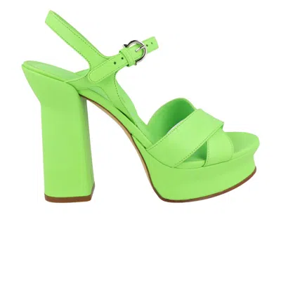 Pre-owned Ferragamo Wmns  Sonya Leather Platform Sandal 'light Green' | Women's Size 9
