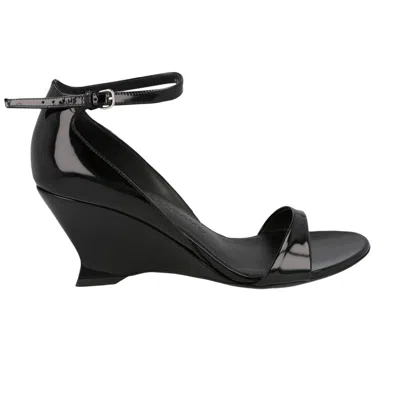 Pre-owned Ferragamo Wmns  Vidette Patent Leather Wedge Sandal 'black' | Women's Size 8