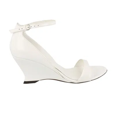 Pre-owned Ferragamo Wmns  Vidette Patent Leather Wedge Sandal 'white' | Women's Size 8
