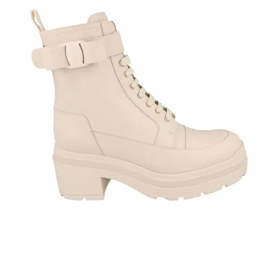 Pre-owned Ferragamo Wmns Lober Leather Ankle Boot 'white' | Women's Size 9.5