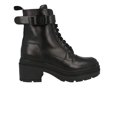 Pre-owned Ferragamo Wmns Lober Leather Bootie 'black' | Women's Size 7