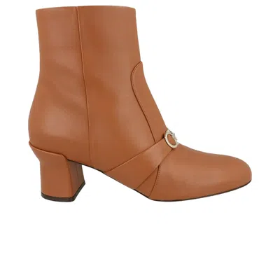 Pre-owned Ferragamo Wmns Orietta Leather Ankle Boot 'sella' | Tan | Women's Size 11 In Brown