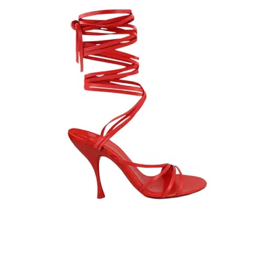 Pre-owned Ferragamo Wmns Victoria X5 Wrap Tie Sandal 'red' | Women's Size 7