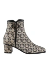 Ferragamo Woman Ankle Boots Beige Size 5 Textile Fibers, Soft Leather In Beige