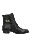 Ferragamo Woman Ankle Boots Black Size 11 Calfskin In Black