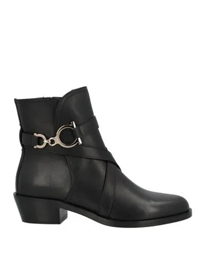 Ferragamo Woman Ankle Boots Black Size 11 Calfskin