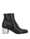 Ferragamo Florrie Calfskin Metallic-heel Ankle Booties In Black
