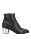 Ferragamo Florrie Calfskin Metallic-heel Ankle Booties In Black