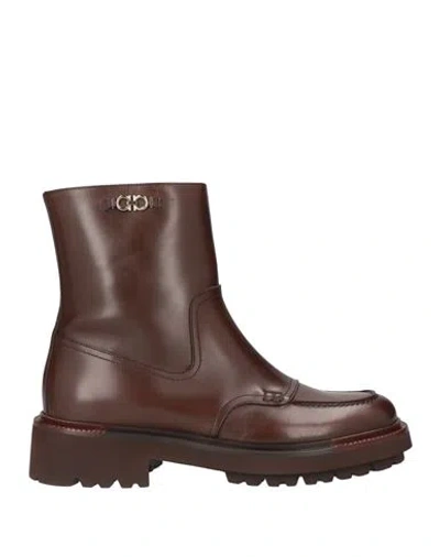 Ferragamo Woman Ankle Boots Brown Size 11 Leather