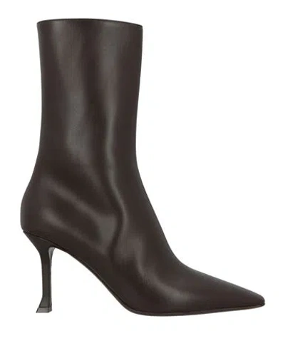 Ferragamo Woman Ankle Boots Dark Brown Size 10 Leather