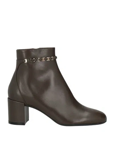 Ferragamo Woman Ankle Boots Dark Brown Size 5 Calfskin