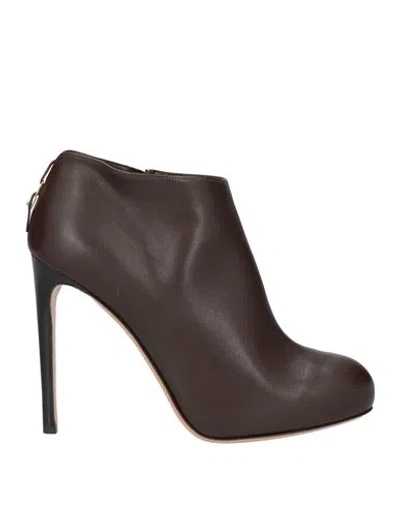Ferragamo Woman Ankle Boots Dark Brown Size 8 Calfskin