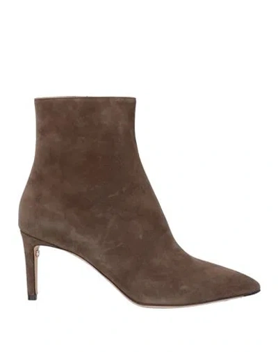 Ferragamo Woman Ankle Boots Khaki Size 8 Calfskin In Beige