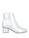 Ferragamo Woman Ankle Boots Silver Size 10 Leather In Silver