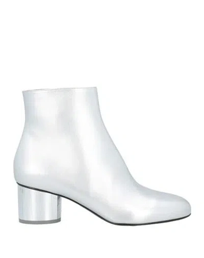 Ferragamo Woman Ankle Boots Silver Size 10 Leather