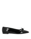 Ferragamo Woman Ballet Flats Black Size 10.5 Calfskin