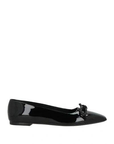 Ferragamo Woman Ballet Flats Black Size 10.5 Calfskin