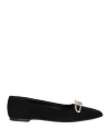 Ferragamo Woman Ballet Flats Black Size 10.5 Leather In Black