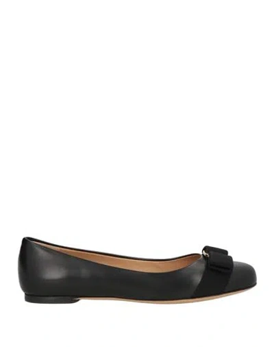 Ferragamo Woman Ballet Flats Black Size 5 Leather