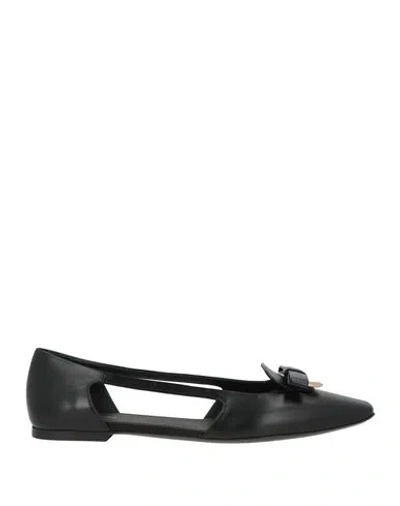 Ferragamo Woman Ballet Flats Black Size 6 Calfskin