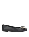Ferragamo Vanna Vara Bow Ballet Flats In Calf Leather In Black