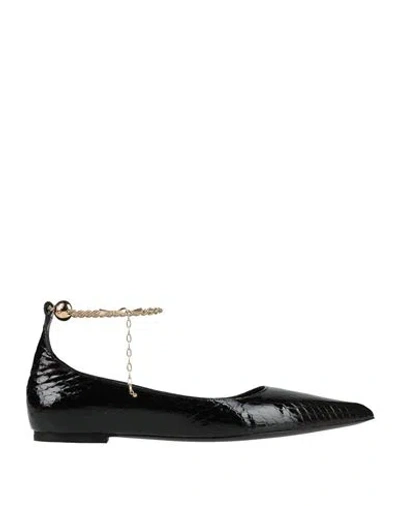 Ferragamo Woman Ballet Flats Black Size 6.5 Lambskin