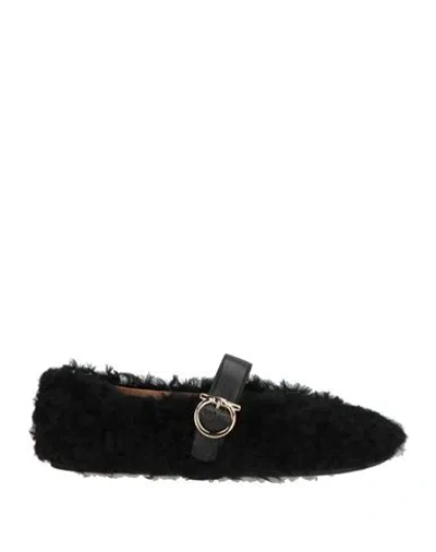 Ferragamo Woman Ballet Flats Black Size 6.5 Lambskin