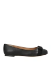 Ferragamo Woman Ballet Flats Black Size 6.5 Leather In Black