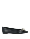 Ferragamo Woman Ballet Flats Black Size 7 Lambskin In Black