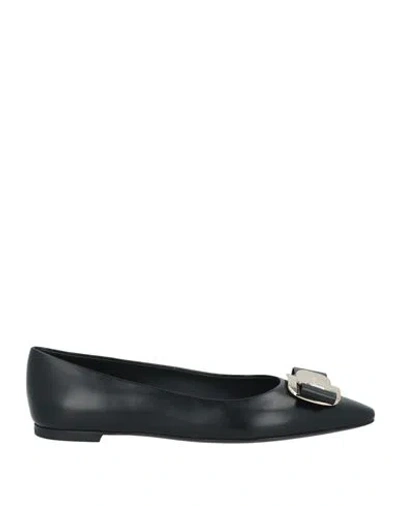 Ferragamo Woman Ballet Flats Black Size 7 Lambskin