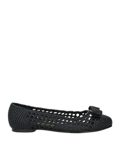 Ferragamo Woman Ballet Flats Black Size 7 Leather