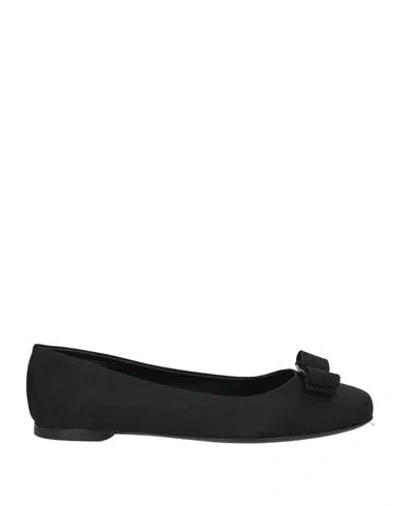 Ferragamo Woman Ballet Flats Black Size 7 Textile Fibers