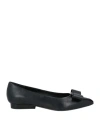 Ferragamo Zeri Bow-embellished Leather Point-toe Flats In Black