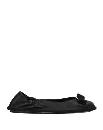 Ferragamo Woman Ballet Flats Black Size 6 Lambskin