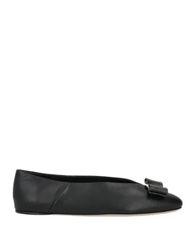 Ferragamo Woman Ballet Flats Black Size 8 Lambskin