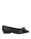 Ferragamo Zeri Bow-embellished Leather Point-toe Flats In Black