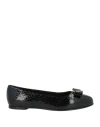 Ferragamo Woman Ballet Flats Black Size 8 Lambskin In Black