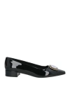 Ferragamo Woman Ballet Flats Black Size 8 Leather In Black