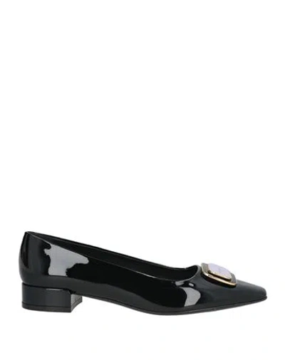 Ferragamo Woman Ballet Flats Black Size 8 Leather