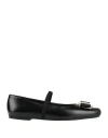 Ferragamo Woman Ballet Flats Black Size 8 Leather