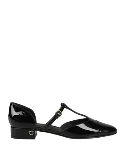 Ferragamo Woman Ballet Flats Black Size 8 Leather