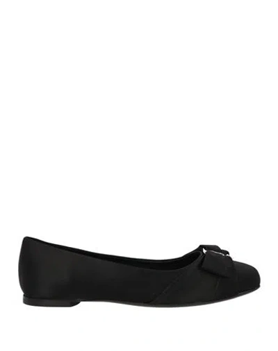 Ferragamo Woman Ballet Flats Black Size 8 Textile Fibers