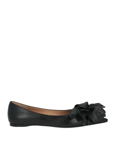Ferragamo Woman Ballet Flats Black Size 8.5 Leather