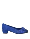 Ferragamo Woman Ballet Flats Blue Size 8 Leather In Blue