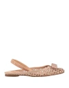 Ferragamo Woman Ballet Flats Blush Size 5.5 Leather, Textile Fibers In Pink