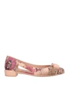 Ferragamo Woman Ballet Flats Blush Size 6 Synthetisches Material In Pink
