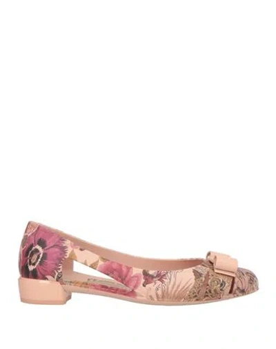Ferragamo Woman Ballet Flats Blush Size 6 Synthetisches Material In Pink
