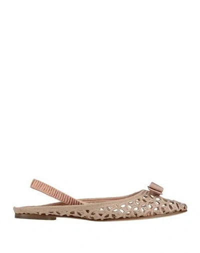 Ferragamo Woman Ballet Flats Blush Size 8 Textile Fibers In Neutral