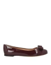 Ferragamo Ballerina Woman Ballet Flats Burgundy Size 7 Calfskin In Red