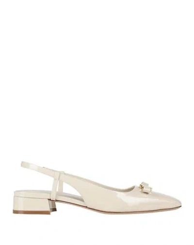Ferragamo Woman Ballet Flats Cream Size 7.5 Calfskin In White